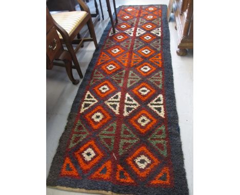 Blue ground tribal runner, 2.9m x 0.85m