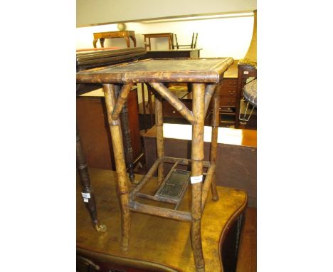 19th Century bamboo side table with undertier together with a modern bamboo ladder