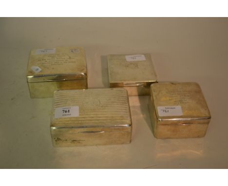 Group of four 20th Century silver plain and engine turned decorated cigarette boxes