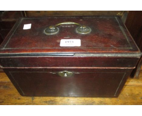 Georgian rectangular mahogany three division tea caddy 