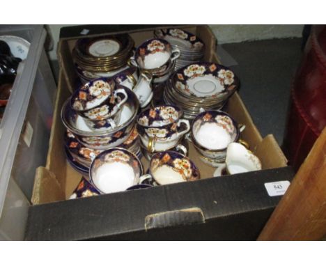 Royal Albert red, blue and gilt floral decorated tea service together with an Aynsley blue and gilt decorated part tea servic