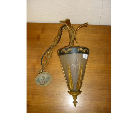 20th Century Empire style gilt metal and glass light fitting