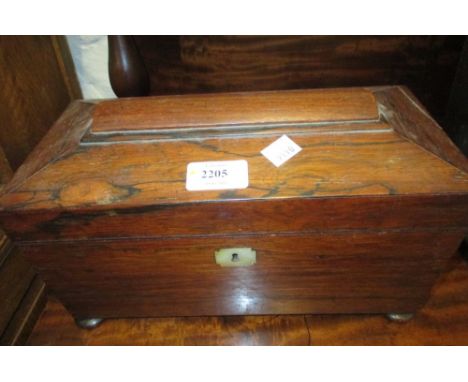 19th Century rosewood sarcophagus shaped tea caddy