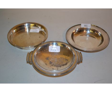 Georg Jensen, sterling silver Art Deco style presentation bowl together with a shallow beaten silver bowl and a circular plat