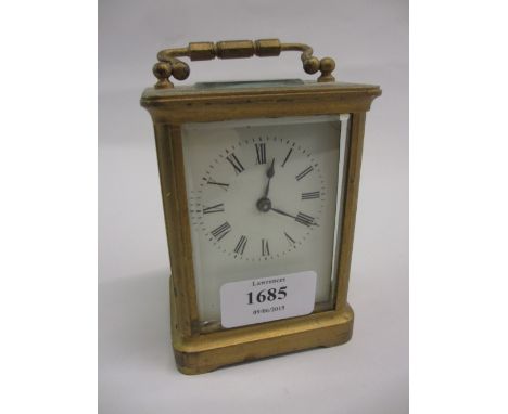 Small brass cased carriage clock with single train movement (a/f), together with an American miniature longcase clock (a/f)