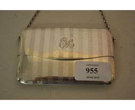 Ladies Birmingham silver purse with engine turned decoration, monogrammed E.J.C., makers mark D and F