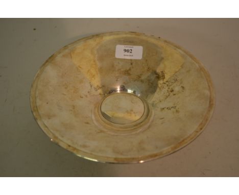 Sheffield silver circular bowl on a wooden stand in Art Deco style