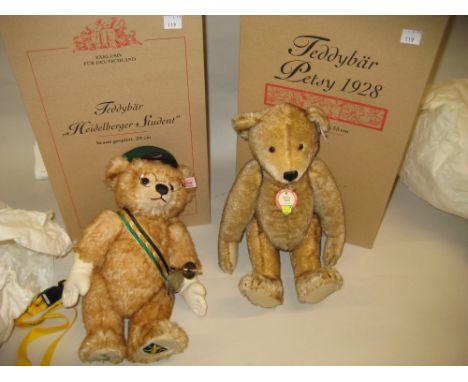 Steiff teddy bear ' Petsy ' 1928 replica in original box together with another ' Heidelberger Student ' in original box