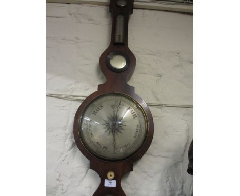 George III mahogany wheel barometer with silvered dial inscribed Beri and Dalera Leek