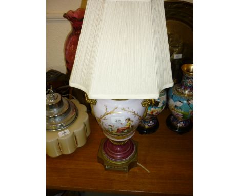 Victorian oil lamp base adapted for use with electricity