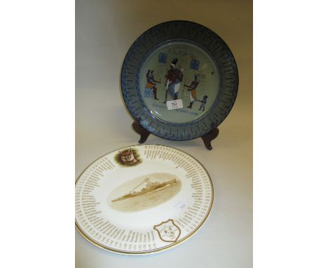Two Royal Doulton Titanium plates, ' Treasures of Luxor ' and a ' Hunt Class ' destroyer, No.'s 27 and 42