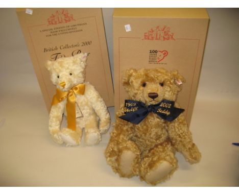 Steiff teddy bear, ' Centenary ' teddy bear, blonde, 44cms in original box, together with another ' British Collectors 2000 '
