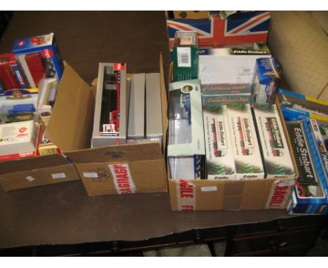 Three boxes containing a collection of modern boxed model commercial vehicles, various makers