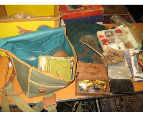 Fishing tackle bag containing a large quantity of lures, six various landing and keep nets and a quantity of various fishing 