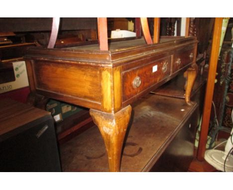 20th Century walnut stool with two drawers raised on cabriole supports (minus padded seat), together with a late Victorian bo