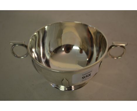 London silver two handled porringer of Art Deco style, dated 1917, made by Charles Edwards