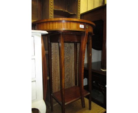 Reproduction mahogany demi-lune side table by Bevan and Funnell, two tier mahogany occasional table together with a two tier 