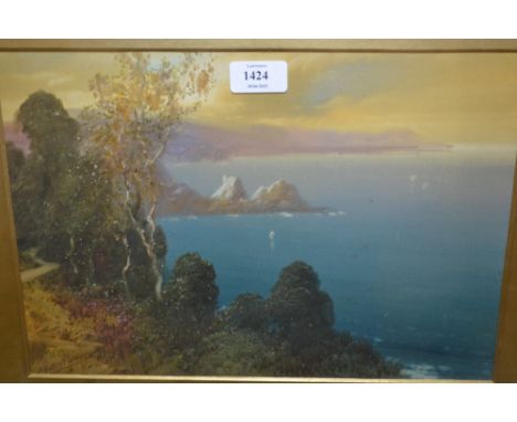Pastel, coastal scene, indistinctly signed, together with a quantity of various other prints, pictures, a watercolour and a C