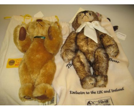 Steiff ' The 2001 Bear ' with original bag, together with another ' The English Teddy ' with original bag