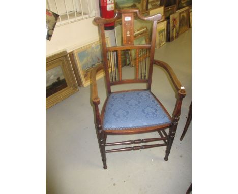Edwardian upholstered tub shaped chair together with an upholstered piano stool