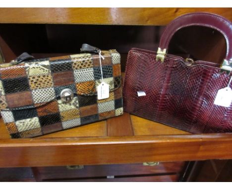 Two ladies vintage snakeskin handbags