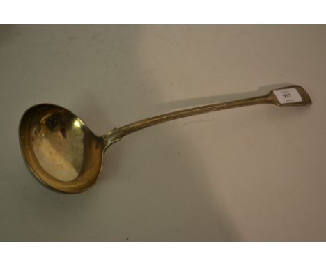 Large William IV London silver Fiddle and Shell pattern ladle