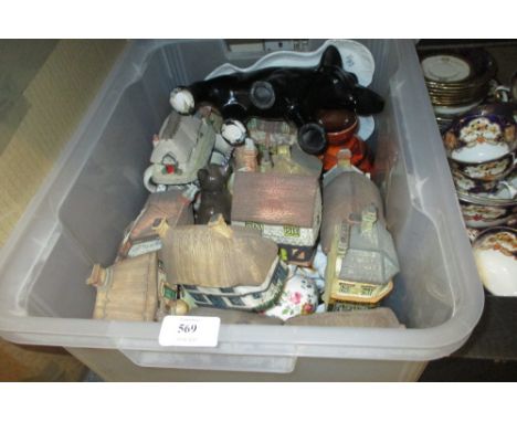 Collection of modern ceramic model cottages and other decorative ceramics
