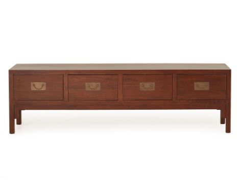 AN ELM CONSOLE BY CHRISTOPHER NOTO
Solid elm console with four drawers, custom made in dark chestnut finish, retailed by Pago