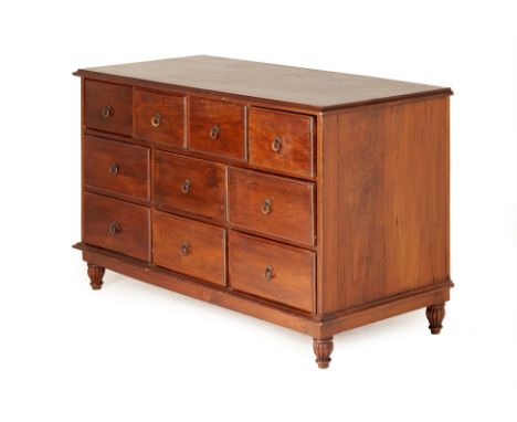 A JAVANESE TEAK CHEST OF DRAWERS
A Javanese teak chest of drawers with four short drawers over six long drawers with ring han