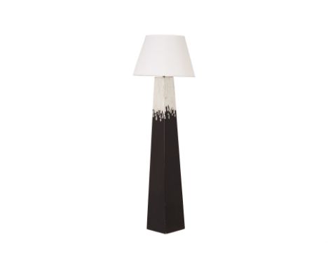 A TALL BLACK AND SILVER LACQUER FLOOR LAMP
Of square tapering form
175cm high
Condition: Minor signs of wear commensurate wit