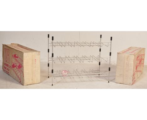 Hago - Model 353 - A collection of two retro vintage industrial atomic space age sputnik three tier wine racks of tubular for