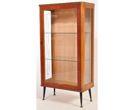 A retro vintage mid 20th century circa 1950s china display bookcase cabinet vitrine having a single glazed opening to reveal 