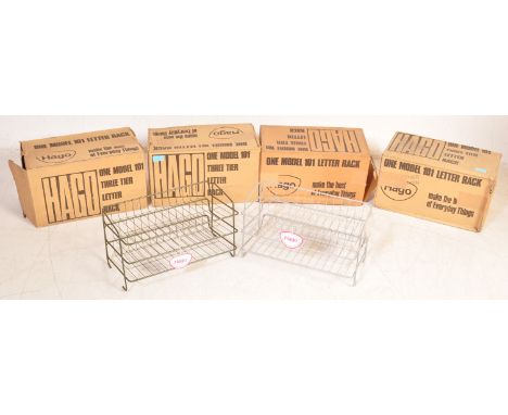 Hago - Model 101 - A collection of four retro vintage industrial atomic space age sputnik three tier letter racks of tubular 