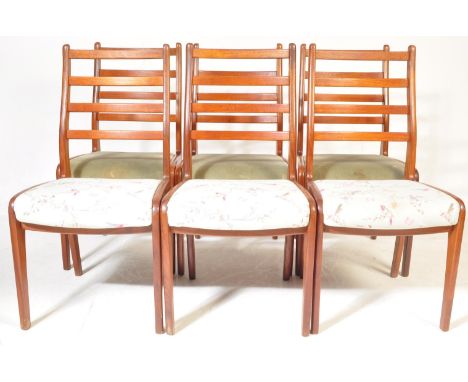 G-Plan - A set of six retro vintage mid 20th century ladder-back rail-back G Plan dining chairs having three cross rails and 