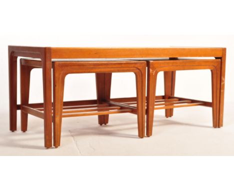 Remploy - a vintage retro mid 20th century circa. 1960's teak wood nest of tables comprising of as rectangular coffee table w