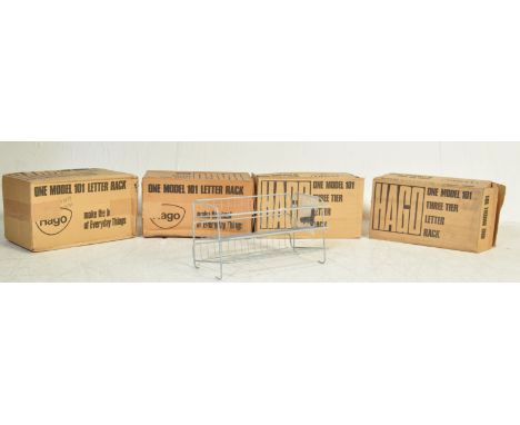 Hago - Model 101 - A collection of four retro vintage industrial atomic space age sputnik three tier letter racks of tubular 