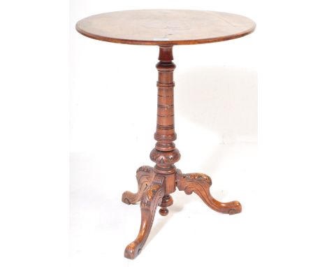 A 19th century Victorian pedestal lamp / wine table. Raised on splayed legs with spiral turned column having circular top abo