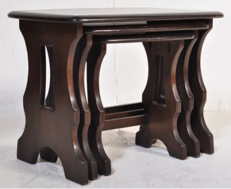 Ercol - Lucian Ercolani - A set of vintage retro mid century solid elm Ercol nest of tables comprising of three occasional si