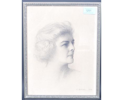 Charles Buchel (1872-1950) - A 1940's pastel sketch. A portrait depicting the head of a woman in side profile. Signed and dat