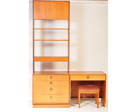 G-Plan - A retro vintage mid 20th century modular teak G Plan wall unit comprising of a unit with a twin door cupboard over t