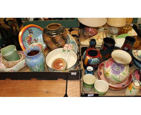 Three boxes of ceramics to include a Poole pottery vase 