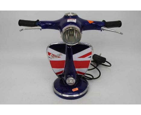 A modern novelty table lamp in the form of a vespa scooter, height 33cm