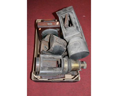 A collection of assorted magic lantern and magnifying parts and accessories
