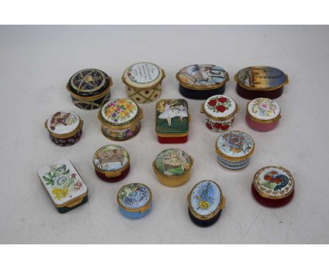 A collection of assorted Crummles &amp; Co enamelled patch/pill boxes, some limited editions to include Royal Horticultural S