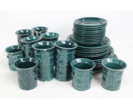 A Portmeirion 'Jupiter' part coffee set after design by Susan Williams-Ellis including two cream jugs, four coffee cans, four