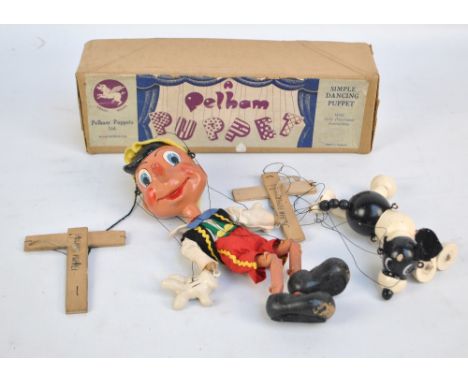 A 1950s Pinocchio Pelham puppet contained in original blue label box with instructions sheet and letter of invitation to join