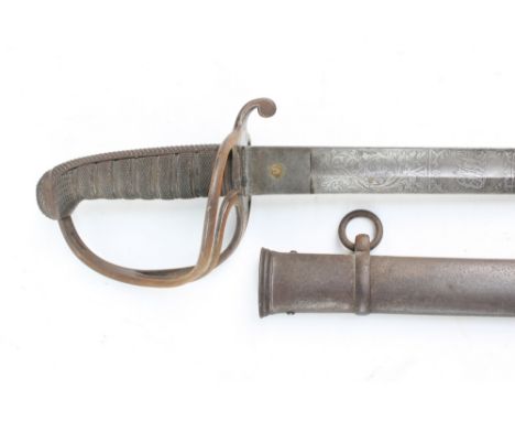 A late 19th century dress sword with pierced knuckle guard, ribbed grip and blade inscribed 'H.F. James, 55 New Bond St. Lond