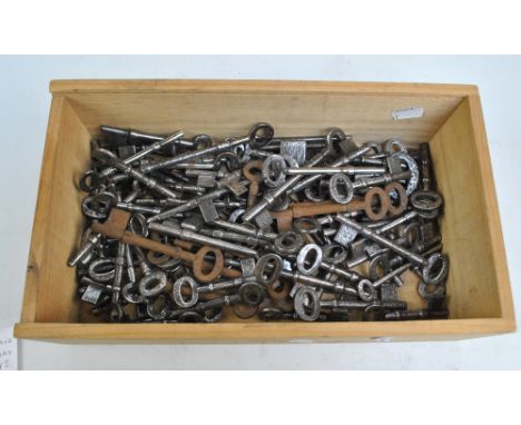 A collection of over eighty 1923-1948 uncut LMS railway keys salvaged from the engine sheds at Crewe.