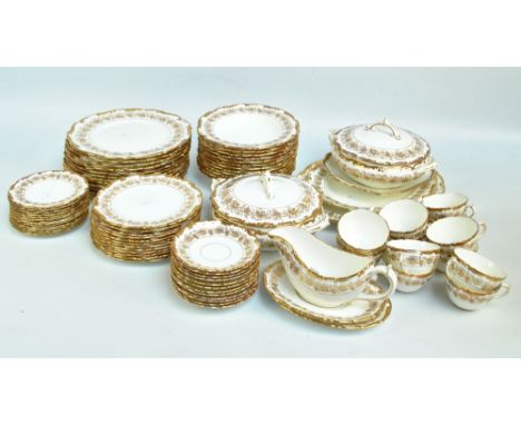A Coalport 'Hazelton' pattern twelve setting dinner service, comprising dinner plates, salad plates, side plates, soup bowls,