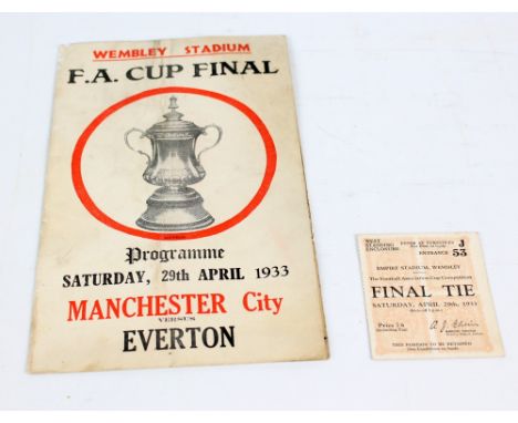 A 1933 FA Cup Final ticket stub and souvenir/pirate programme (2).